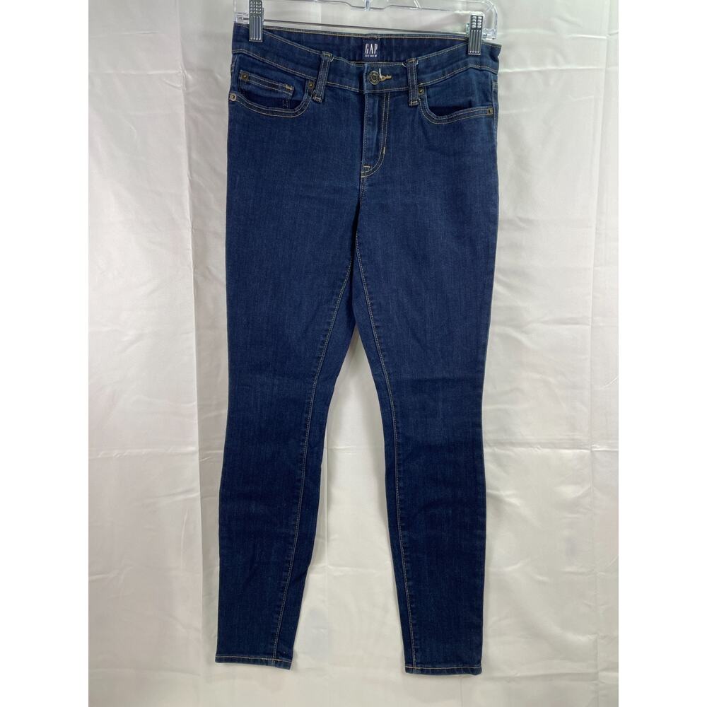 Gap Women's Blue Denim 5-Pocket Skinny Straight Leg Stretch Jean Size Regular 26